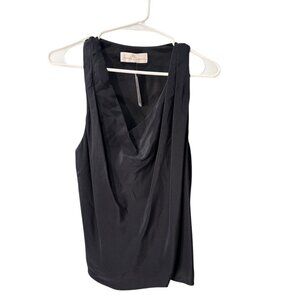 Amanda Uprichard Carissa Silk Black Sleeveless Draped Cowl Neck Top Size S  NWT